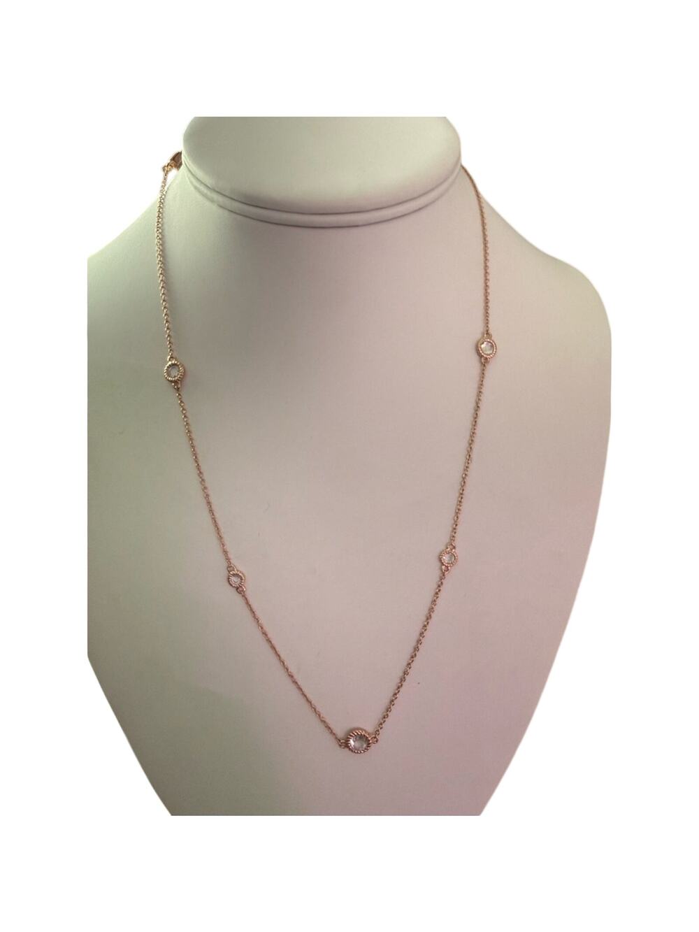 Judith Ripka 14k Rose Gold Clad Floating CZ Necklace NEW